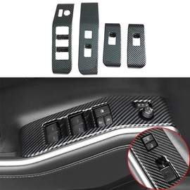 AOKIO Interior Door Window Switch Panel Cover Door Lock Control Button Molding Trim for Toyota Highlander Accessories 2020 2021 2022 2023 2024 North American Vesion Carbon Fiber Style
