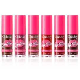 Clubday 6 Colors Moisturizing Lip Gloss with Long-Lasting Wear Waterpoof, Pearlescent Lipstick Lightweight Vivid Color Natural,Lip Plumper Gloss-02