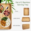 Bamboo Serving Tray with Handles,2 Pack Natural Bamboo Ottoman Tray,Great