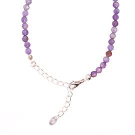 BERGERLIN Genuine Natural Stone Necklace with 925 Sterling Silver Pearl or Gold-Plated Pearl - Filigree Chain with Clasp and Certification of Authenticity, Pearl, Amethyst