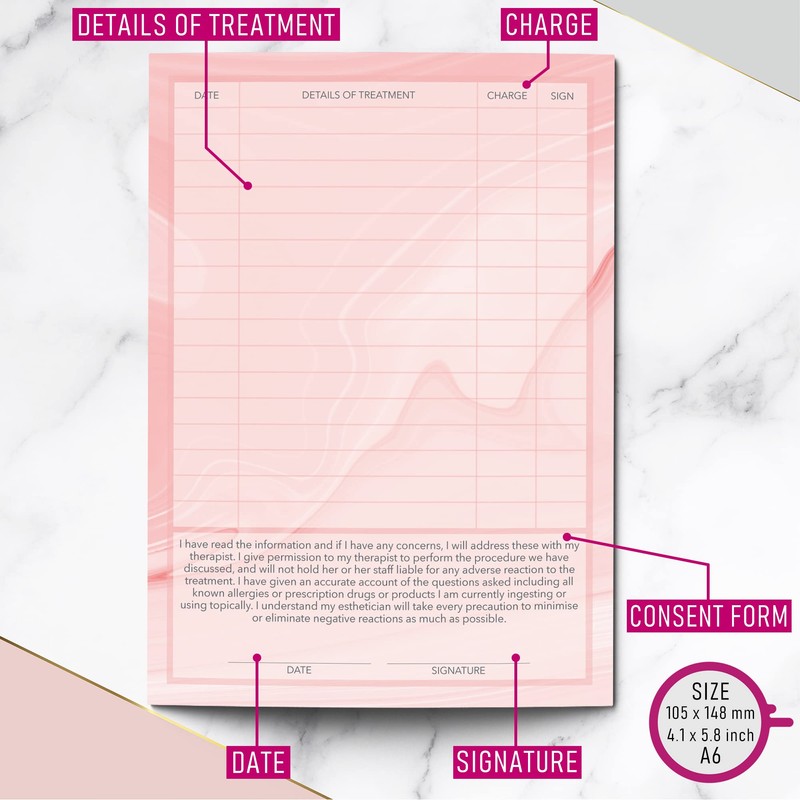 Beauty Client Cards A6 Size - Salon and Therapist Customer