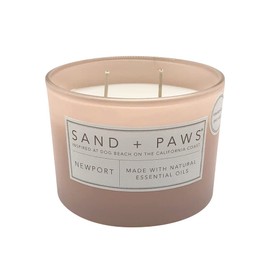 Sand + Paws Scented Candle - Newport - Additional Scents and Sizes –Luxurious Air Freshening Jar Candles Neutralize pet Odors and Enhance Home décor – 100% Cotton Lead-Free Wicks - 12 oz