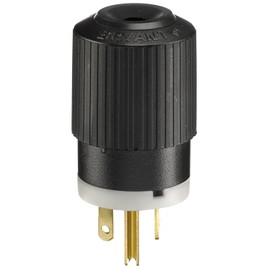 Bryant Electric BRY5466NP Industrial Grade Straight Blade Plug, Grounding, NEMA 6-20P, 20 Amp, 250V, Black/White