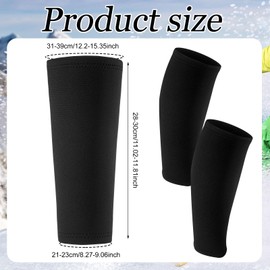 2 Pairs Water Ski Spray Leg Calf Compression Sleeve Protector Elastic Neoprene Support Wrap for Outdoor Water Sports(L)