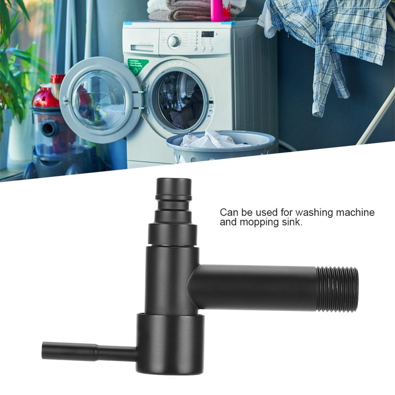 G1/2in Black Stainless Steel Washing Machine Faucet Single Cold Sink