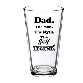 Brindle Southern Farms Dad. The Man. The Myth. The GOLF Legend. Laser Engraved Pint Glass for Golfing Father (Diamond Black Engraved)