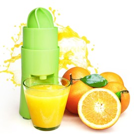 FISHTEC - Manual Citrus Juicer with Pourer - Mechanical Support - Homemade Juice - Orange, Lemon etc - Rounded Press - Pours into Glass - On Suction Cups - Easy Cleaning