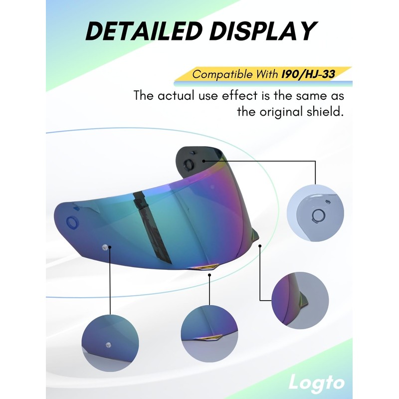 Logto Compatible With HJC i90 Helmet Visor Replacement HJ 33