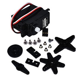 KOOKYE 1PCS Mini Servo Motor 360 Degree Continuous Rotation w/Servo Horn Set (Arm, X, Wheel, Star) for RC Car Robot Helicopter Airplane Model