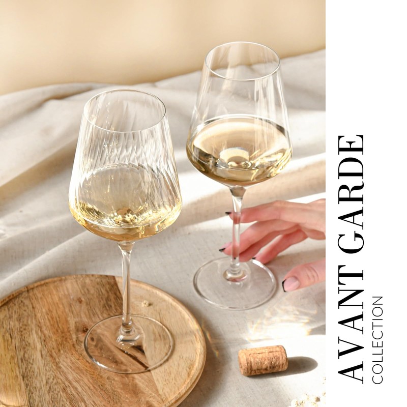 Krosno Large White Wine Glasses Set of 6, 13.2 oz,