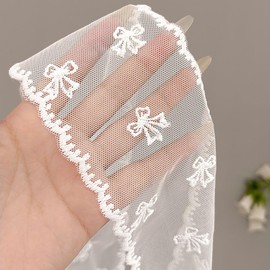 Vintage Spitzen Kopftuch Damen Sommer Schleifenstickerei Bandana Kopftuch Haarband Süßes Schleifen Spitzen Kopftücher Stirnband Damen Haartuch Langes Band Halstücher Haartücher Bow Lace Headscarf