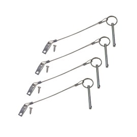 (4 Sets) Dia.1/4 Single Ball Quick Release Pins, Full 316 Stainless Steel Bimini Top Ball Pins, Marine Hardware with Lanyard and Screws (Clamping Length: 2.4in)