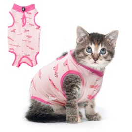 HACRAHO Cat Recovery Suit, 1 Pack Pink Fox Recovery Suit for Cat Wound Surgery Recovery Suit for Cats Kittens, S