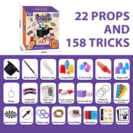 Magic Tricks - Kids Magic Set with Magic Hat, Wand & Instruction, 75+ Easy Magic Tricks for Kids Age 6-12, Fun Magician Kit for Boys & Girls, Birthday