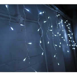 Icicle Lights Outdoor St. Patrick's Day Decor Lights Dripping Ice Cycle String Light Battery Powered 9.8ft Window Curtain Light Garland Twinkle Light for Outside Easter Wedding Holiday Decor(White)