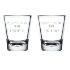 MIP Set of 2 Shot Glasses 1.75oz Shot Glass Gift Will You Be My Usher Proposal