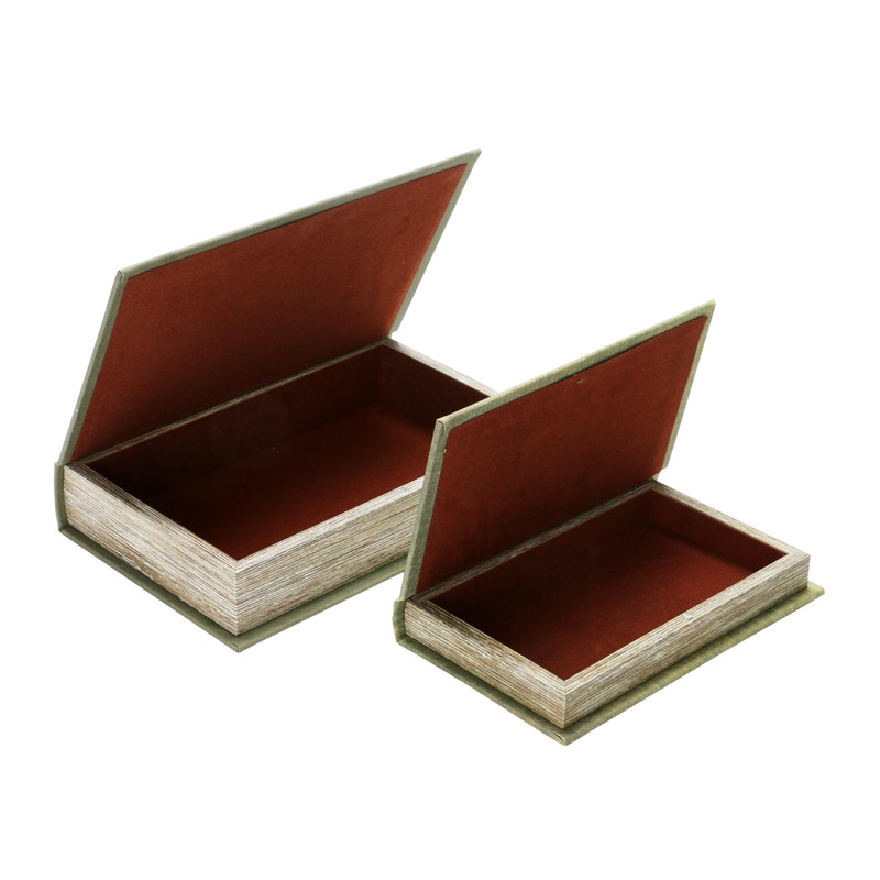MDF & Canvas Book Storage Boxes, Set of 2 All