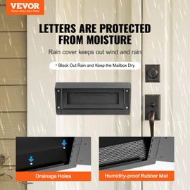 VEVOR Through The Door Key Drop Box, Heavy Duty Steel Through The Door Mailbox with 1.8" 12" Key Lock, 12x6x16 Mail Drop Box, Black