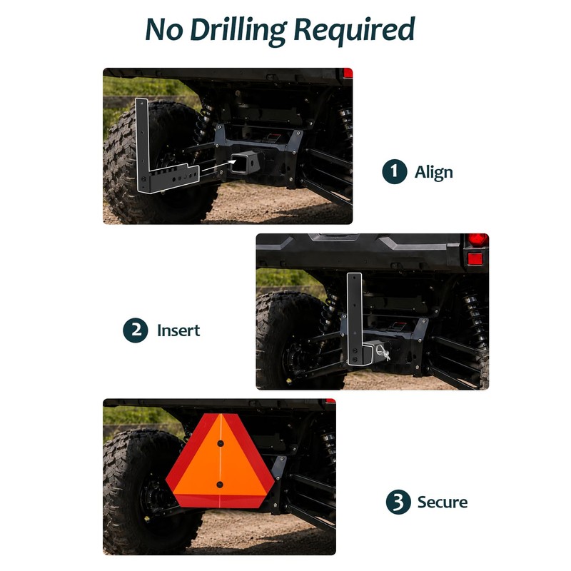 UTV Slow Moving Vehicle Sign Bracket Kit with Reflective SMV