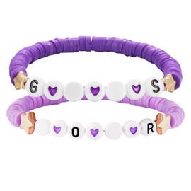 Makloee 2-Piece Purple Soft Pottery Bracelet, Idol Support Jewelry, Olivia Rodrigo Fan Bracelet, Unique Fan Gift (Music Festival, Birthday)