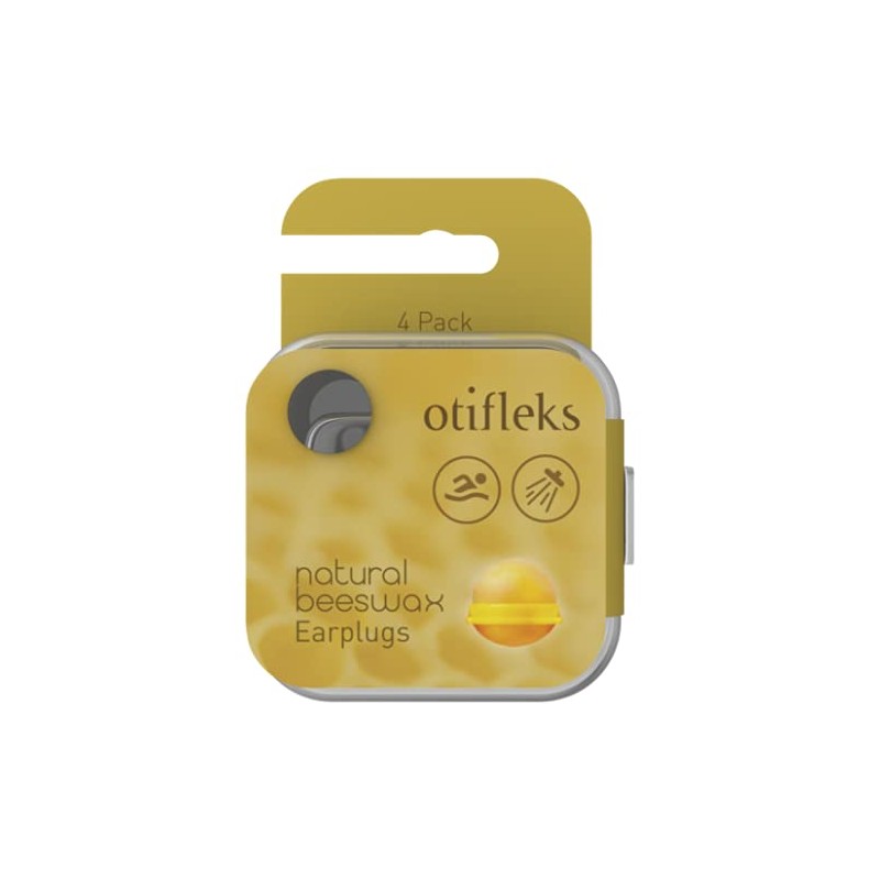 Otifleks Natural Beeswax Earplug Pair, Yellow 4 count, Pack of