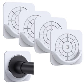 Vidafelic Adhesive Shower Curtain Rod Holders,4Pack Curtain Rod Mount Holder for Wall,Bathroom Curtain Tension Rod Retainer,Stick On,Waterproof (Rod Not Included)