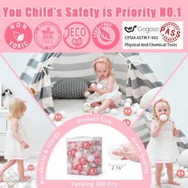 GOGOSO Ball Pit Balls Stars - Durable, Crush-Proof, and Colorful Pink Play Balls for Kids,Christmas Decoration and Gift for Toddlers, Pearl Red+Pink+Pearl Gold+White