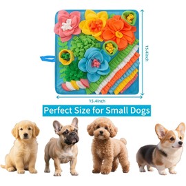 nestery Small Snuffle Mat for Dogs - Dog Food Mat for Mental Stimulation, Stress Relief and Training - Snuffle Mats Non-Slip Encourages Natural Foraging for Small Medium Dog, Puppy, Cat, Rabbit 15.4in