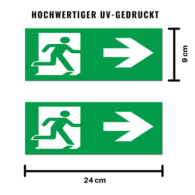 Emergency Exit Sign, Pack of 5, Premium Stickers, 24 cm