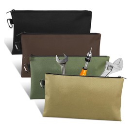 4Pcs Premium Tool Bag Set,12 inch Zippered Tool Pouch with Carabiner Clip,Versatile Storage Solution for Tools
