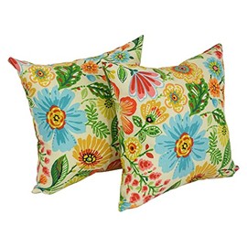 Blazing Needles Square Indoor/Outdoor Throw Pillow, 17", Gregoire Chamomile 2 Count