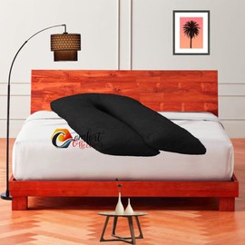 Teddy Fleece Full Body 9FT U Shaped Orthopaedic Pillowcase Cover With Zip Maternity Nursing Pregnancy Super Soft Snug Cuddles 9 Feet Pillowcase U Cover Black 75cm x 135cm Approximate