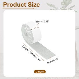 uxcell Felt Strips with Adhesive Backing, 2 Rolls 1" x 40" x 0.12" Anti Scratch Furniture Felt Tapes Self-Stick Pads for Protecting Hardwood Floor, White