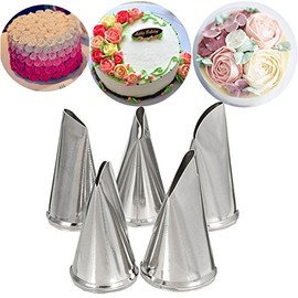 Inovey 5 Stück Set Rosen Blütenblatt Icing Piping Düsen Metall Creme Tipps Kuchen Dekorieren Werkzeuge Cupcake Gebäck Werkzeug