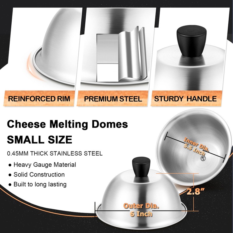 6 Inch Griddle Basting Covers & Smash Burger Press (2