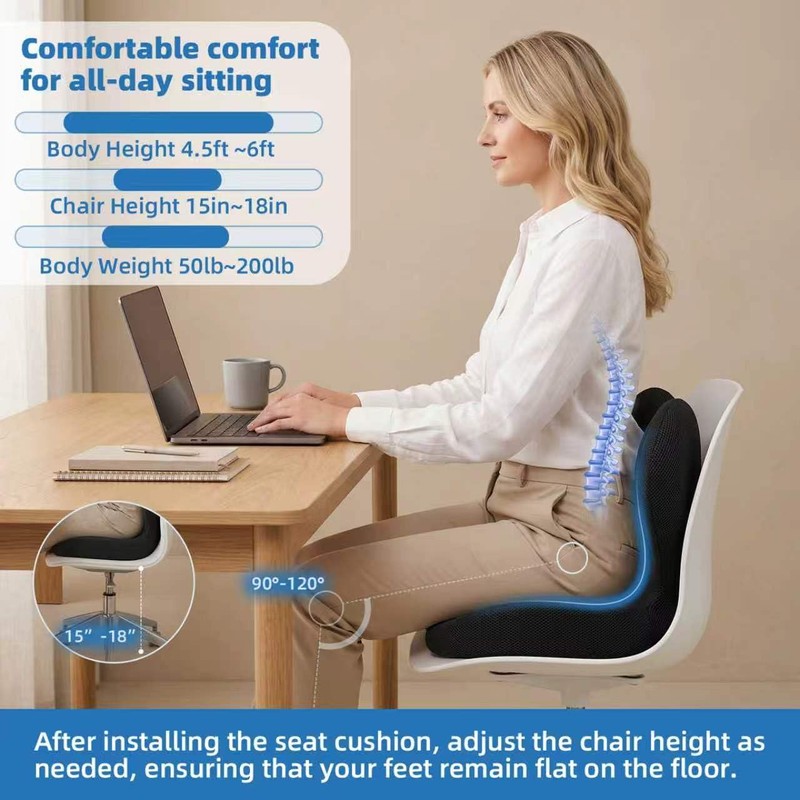 XZdream Seat Cushion, Office Chair Cushion with Lumbar Support Pillow,