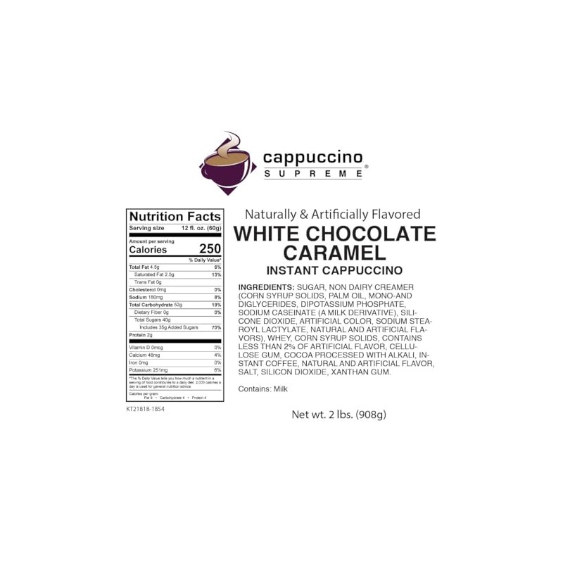 Cappuccino Supreme White Chocolate Caramel Instant Cappuccino Mix 6 x