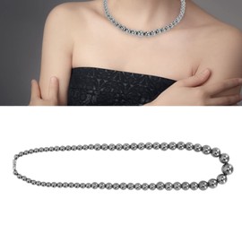 Shanrya Terahertz Beaded Necklace, Unisex Simple Elegant Purify Stylish Energy Stone Terahertz Necklace for Party Dating Healthcare