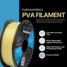 Fused Materials PVA 3D Printer Filament, 1.75mm, 1kg roll - Dissolvable Filament - Water Soluble Filament for 3D Printers and 3D Pens