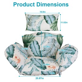 KOCASO Egg Chair Cushion Hanging Basket Seat Cushion Thicken Soft Egg Swing Chair Pad Hanging Chair Cushion with Headrest