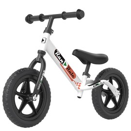 Royalbaby Lightweight Aluminum Kids Balance Bike for Boys Girls Toddlers Age 2~5 Years Durable Alloy Frame 12 Inch EVA Wheel White