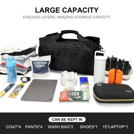 IX INOXTO Small Gym Bag for Men Women, Waterproof Sports Travel Duffel Bag with Wet Pocket & Shoes Compartment, Lightweight Carry on Weekender Overnight Bag, Gym Tote Bag for Travel, Workout (Black)