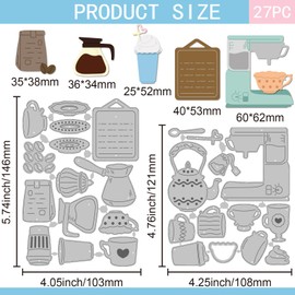 GLOBLELAND Coffee Cup Set Cutting Dies for DIY Scrapbooking Metal Drinks Cutting Dies Pin Board Punches for Card Making Embossing Photo Album Craft Decor