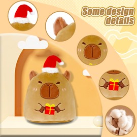 Lucky Radish 9.8-Inch Capybara Christmas Plush with Santa Hat, Soft Cute Capybara Stuffed Animal for Kids or Adults