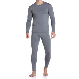 WEERTI Thermal Underwear for Men Long Johns with Fleece Lined, Base Layer Men Cold Weather Top Bottom Grey