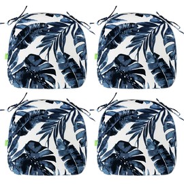 LVTXIII Outdoor Chair Cushions Set of 4, Patio Seat Cushions 16x17 Inch with Ties for Patio Furniture Chairs Home Garden Use, Cabana Navy