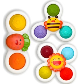 Thunder Group 3 Pcs Suction Cup Spinner Toys|bath fidget spinner for Babies|Baby Suction Spinner Toys for Toddlers|Baby Fidget Spinners for Babies|window spinners toy Unisex Under 6 Year(Pop Colours)