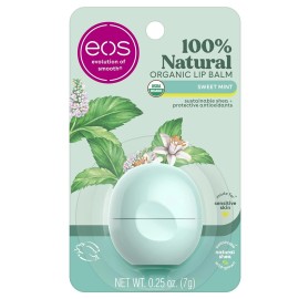 eos 100% Natural & Organic Lip Balm - Sweet Mint, All-Day Moisture,0.25 oz