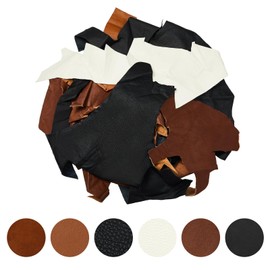Sweetude Genuine Leather Scraps for Crafts, Full Grain Leather, Mixed Earth Tone Colors Real Cowhide Upholstery Leather Sheets Soft and Flexible Leather Pieces Remnant for Wallet Purse Material(3 lb)