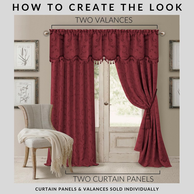 Elrene Home Fashions Mia Jacquard Scroll Blackout Window Curtain, 52"